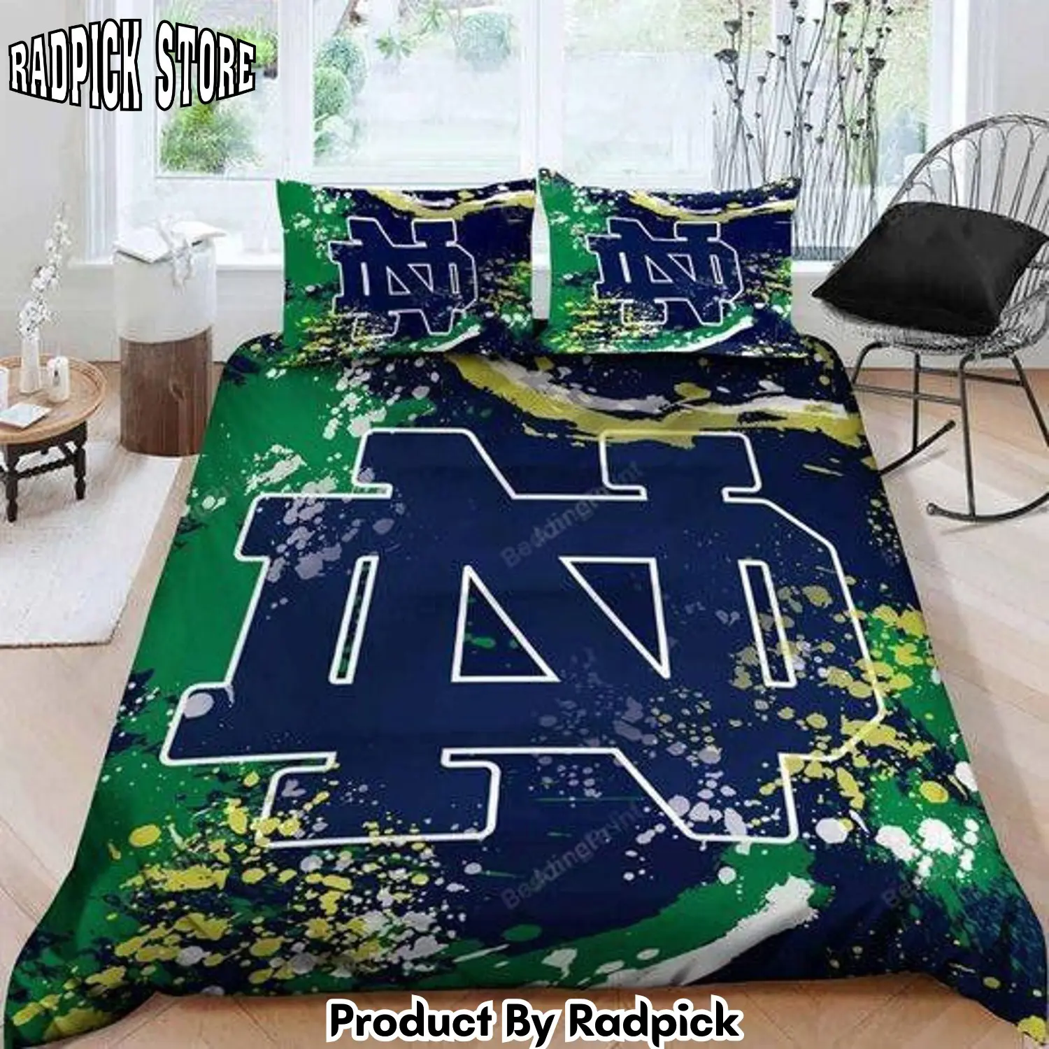 Radpick 3d notre dame fighting irish logo duvet cover bedding set rp3278951